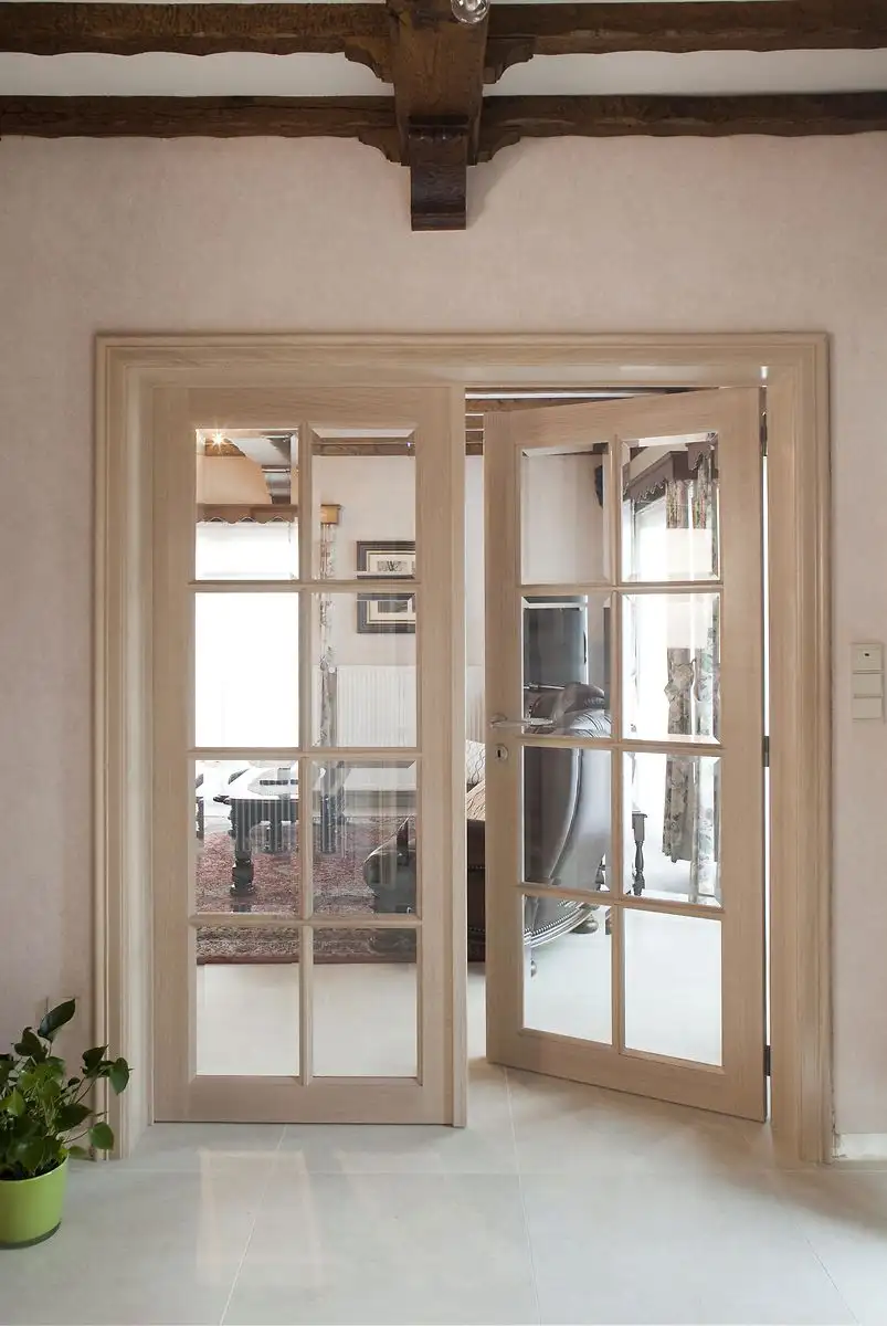 Massief Classic gamma M1 + dubbele deur met glas in Appelterre, gemaakt en geplaatst door Jacobs Binnendeuren (foto 2 van 5)