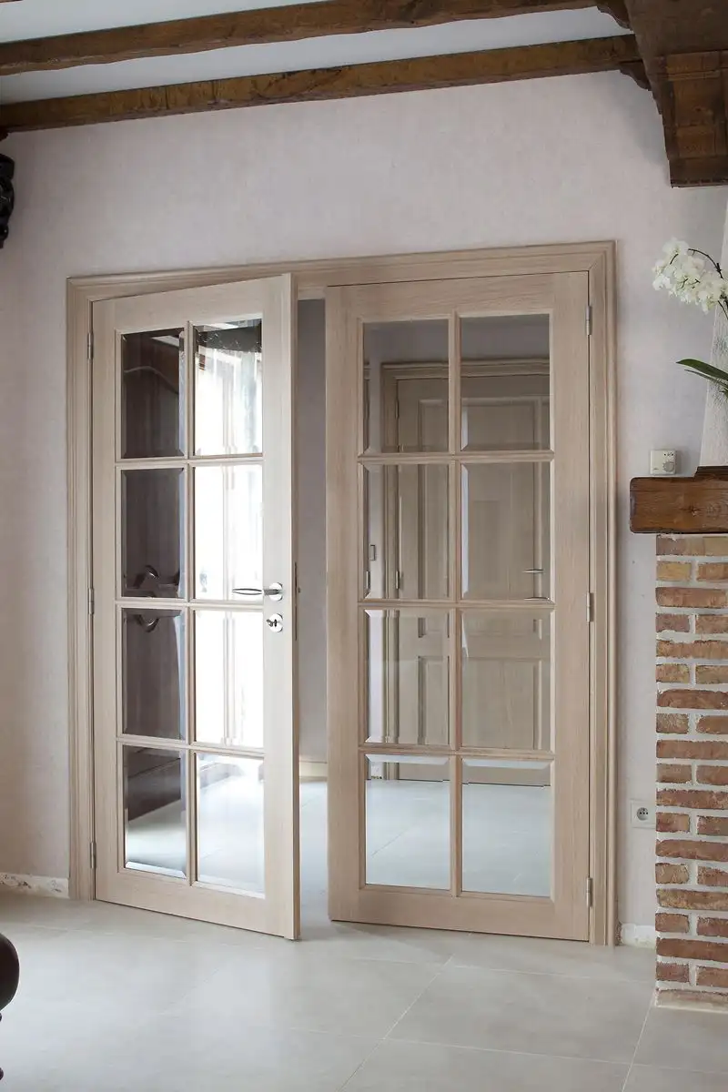 Massief Classic gamma M1 + dubbele deur met glas in Appelterre, gemaakt en geplaatst door Jacobs Binnendeuren (foto 4 van 5)
